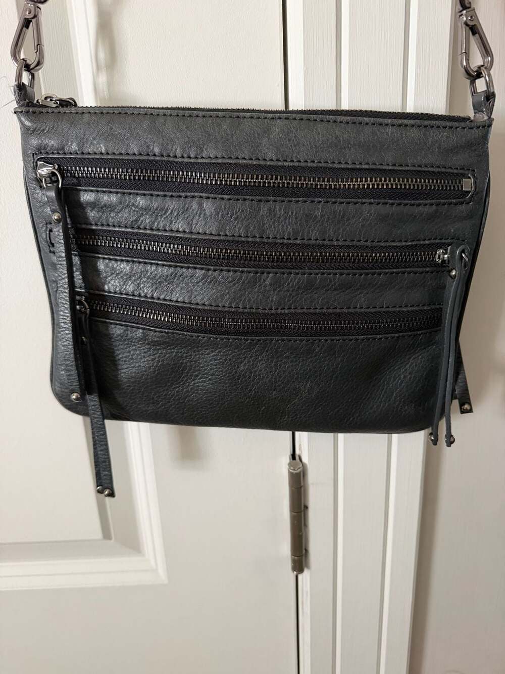 Chez Fine Leather Goods Multi-Zipper Crossbody Bag